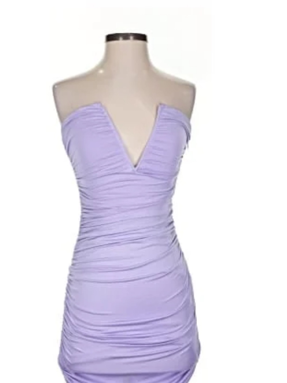 superdown Lavender Strapless V-Neck Ruched Mini Dress